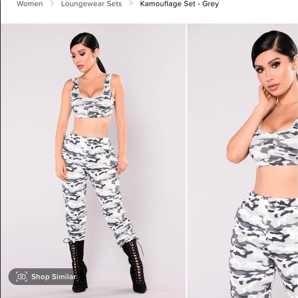 🔥Fashion Nova, Soft Gray Camo Set, Excellent Condition, Size Small - Picture 3 of 10